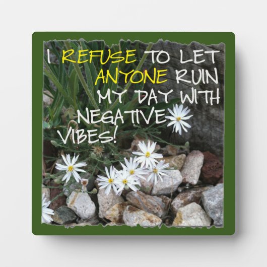Staying Positiv Typography Text White Daisies Fotoplatte (Vorderseite)