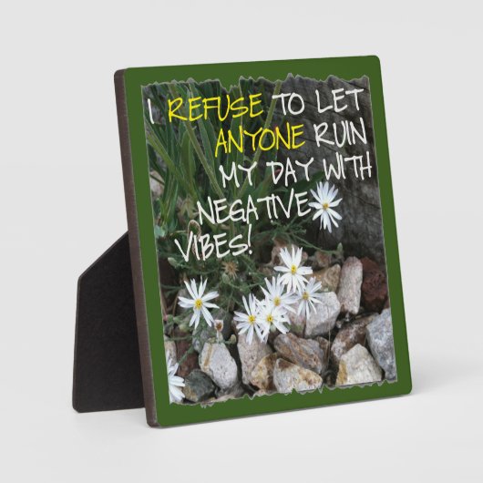 Staying Positiv Typography Text White Daisies Fotoplatte (Vorderseite)