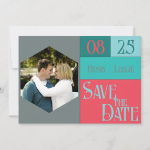 STD-Foto-Flachkarte für Korallen und Aquamarine Fa Save The Date