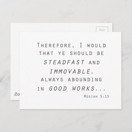 Steadfast immovable mosiah lds scripta postkarte (Vorne/Hinten)