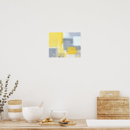 "Steady" - Graue und gelbe Abstrakte Kunst Poster (Küche)