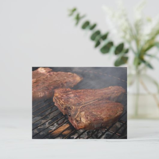 Steak Card aus gegrilltem Porterhouse Postkarte (Stehend Vorderseite)