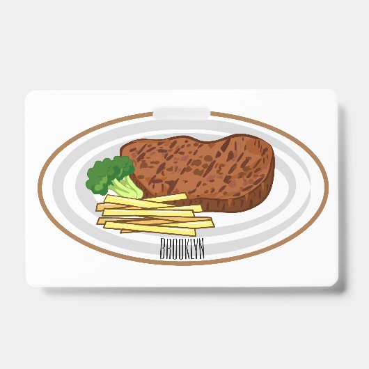 Steak Cartoon Illustration Ausweis (Vorderseite)