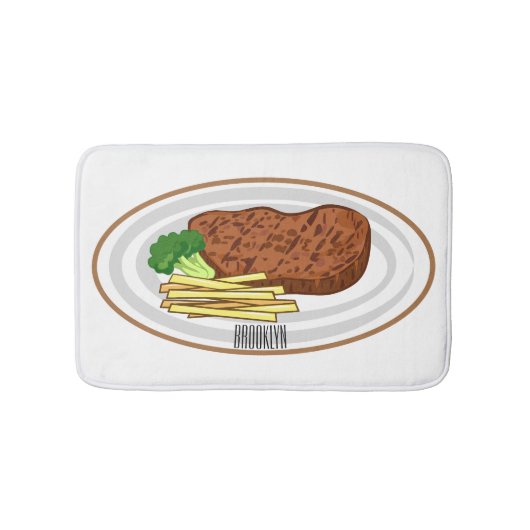 Steak Cartoon Illustration Badematte (Vorderseite)