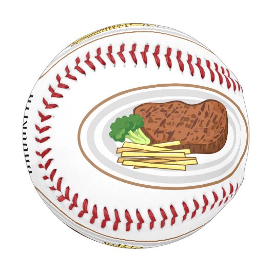 Steak cartoon illustration baseball (Vorderseite Links)