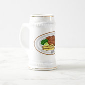 Steak Cartoon Illustration Bierglas (Vorderseite Links)