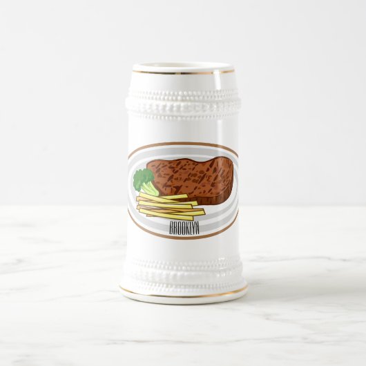 Steak Cartoon Illustration Bierglas (Mittel)