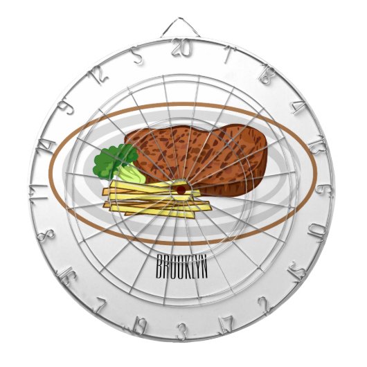 Steak Cartoon Illustration Dartscheibe (vorne)