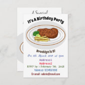 Steak Cartoon Illustration Einladung (Vorne/Hinten)