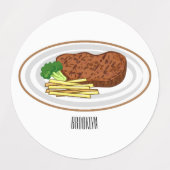 Steak Cartoon Illustration Etiketten (Design 2)