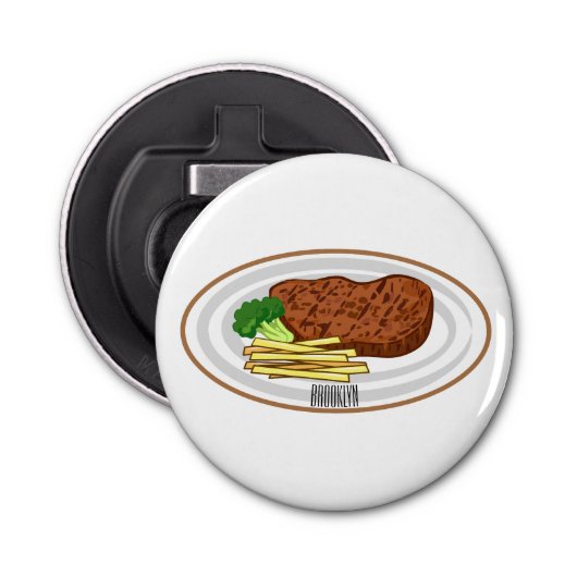Steak Cartoon Illustration Flaschenöffner (Vorderseite)