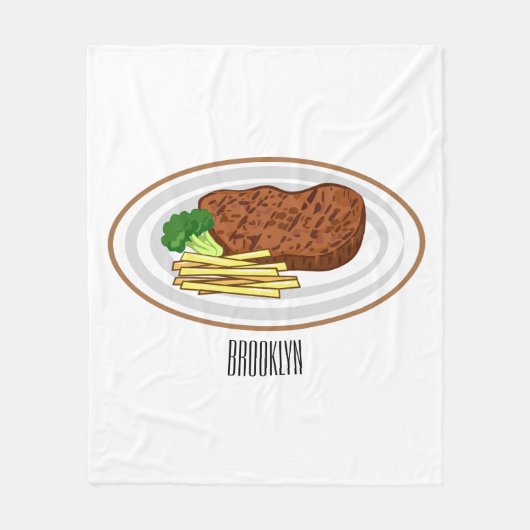 Steak Cartoon Illustration Fleecedecke (Vorderseite)
