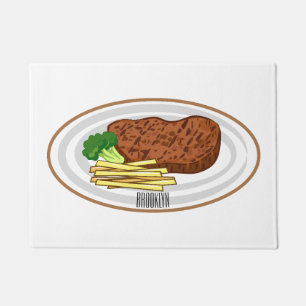 Steak Cartoon Illustration Fußmatte