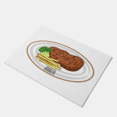 Steak Cartoon Illustration Fußmatte (Schrägansicht)