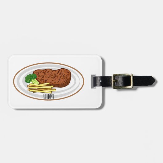 Steak Cartoon Illustration Gepäckanhänger (Vorderseite horizontal)