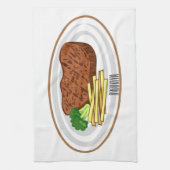Steak Cartoon Illustration Geschirrtuch (Vertikal)