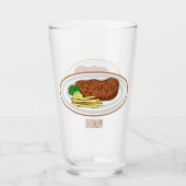 Steak Cartoon Illustration Glas (Vorderseite)