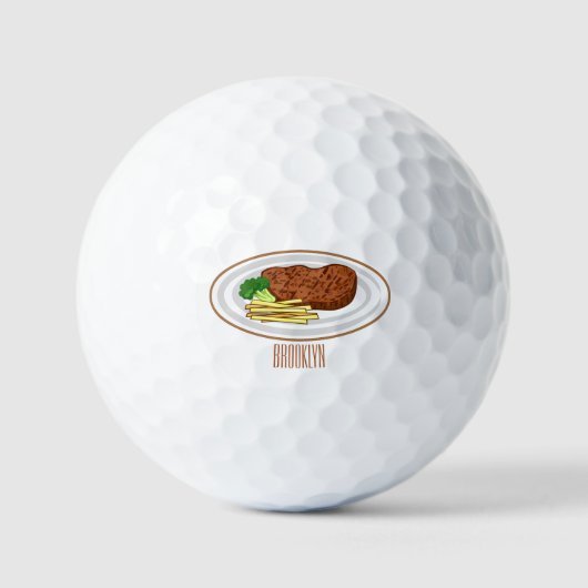 Steak Cartoon Illustration Golfball (Vorderseite)