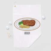 Steak Cartoon Illustration Golfhandtuch (Insitu)