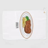 Steak Cartoon Illustration Golfhandtuch (Horizontal)
