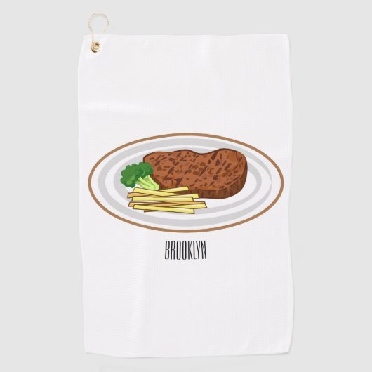Steak Cartoon Illustration Golfhandtuch (Vorderseite)