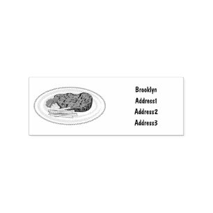 Steak Cartoon Illustration Gummistempel
