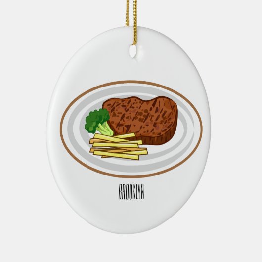 Steak Cartoon Illustration Keramik Ornament (Rechts)