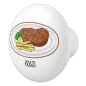 Steak Cartoon Illustration Keramikknauf (Rechts)