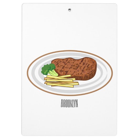 Steak Cartoon Illustration Klemmbrett (Rückseite)