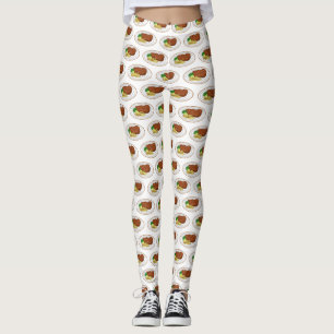 Steak Cartoon Illustration Leggings