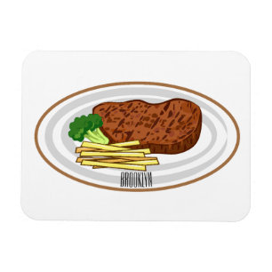 Steak Cartoon Illustration Magnet