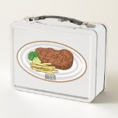 Steak Cartoon Illustration Metall Brotdose (Rückseite)