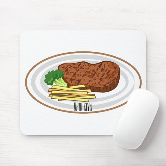 Steak Cartoon Illustration Mousepad (Mit Mouse)