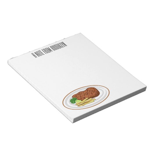 Steak Cartoon Illustration Notizblock (angewinkelt)