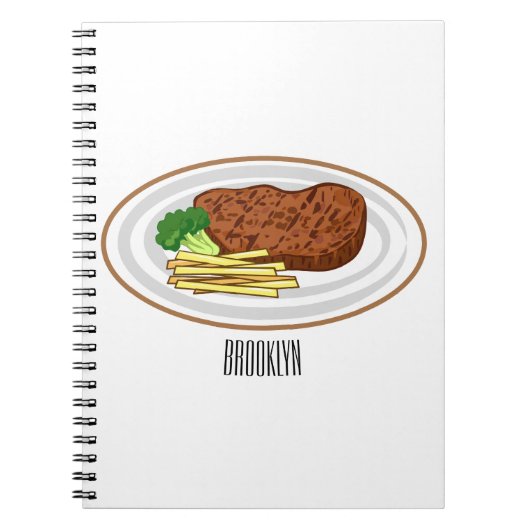 Steak Cartoon Illustration Notizblock (Vorderseite)