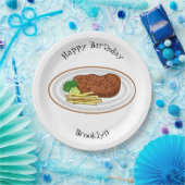 Steak Cartoon Illustration Pappteller (Party)