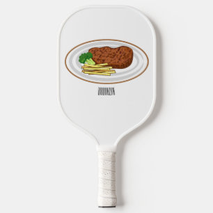 Steak Cartoon Illustration Pickleball Schläger