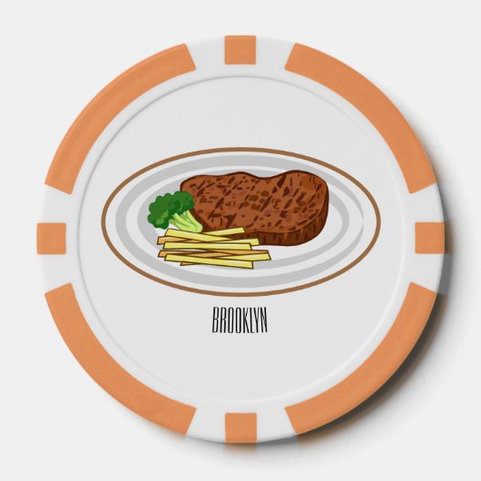 Steak Cartoon Illustration Pokerchips (Vorderseite)