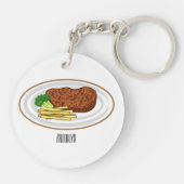 Steak Cartoon Illustration Schlüsselanhänger (Rückseite)