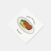 Steak Cartoon Illustration Serviette (Ecke)