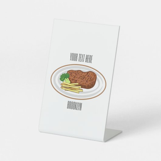 Steak Cartoon Illustration Sockelschild (Vorderseite)
