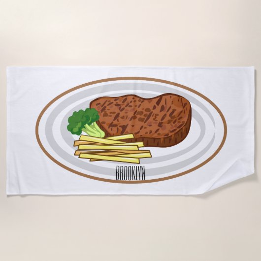 Steak Cartoon Illustration Strandtuch (Vorderseite)
