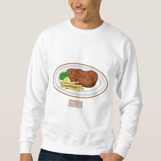 Steak Cartoon Illustration Sweatshirt (Vorderseite)