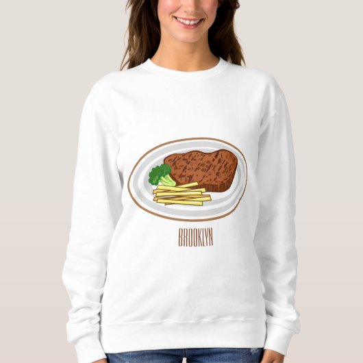 Steak Cartoon Illustration Sweatshirt (Vorderseite)