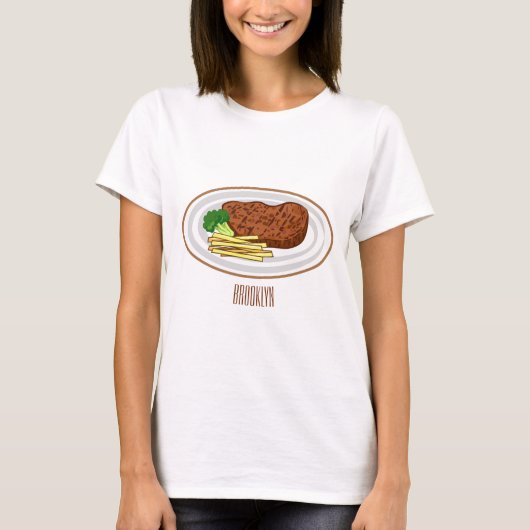 Steak Cartoon Illustration T-Shirt (Vorderseite)