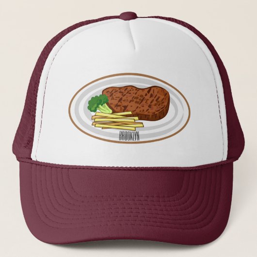 Steak Cartoon Illustration Truckerkappe (Vorderseite)