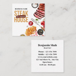 Steak Food Business Card Quadratische Visitenkarte
