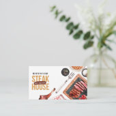 Steak Food Business Card Visitenkarte (Stehend Vorderseite)