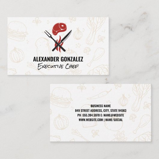 Steak | Food Icons Visitenkarte (Vorne/Hinten)