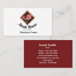 Steak Food Watercolor Business Card Visitenkarte